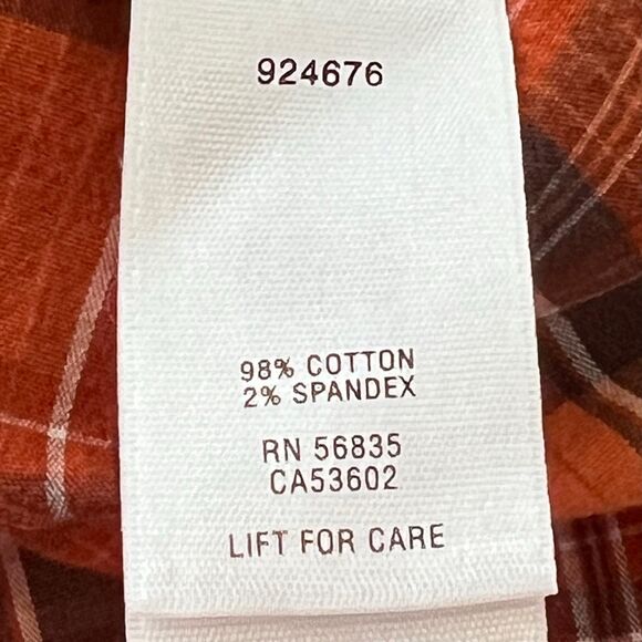 Cabela's 2XL Orange Plaid Button Up Shirt Plus Size - Picture 5 of 8